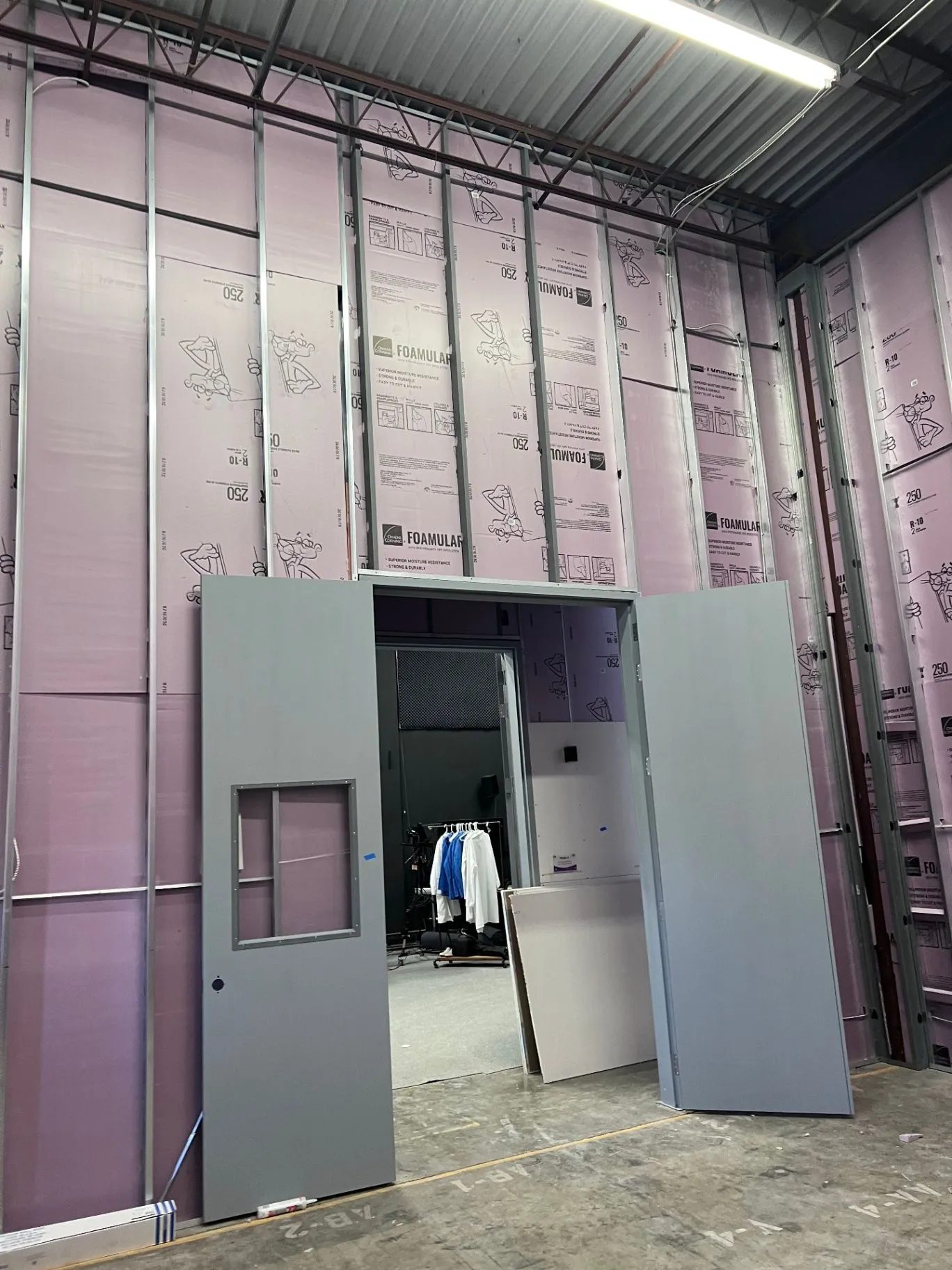 Commercial interior wall framing and insulation before drywall installation in Eden Prairie, MN