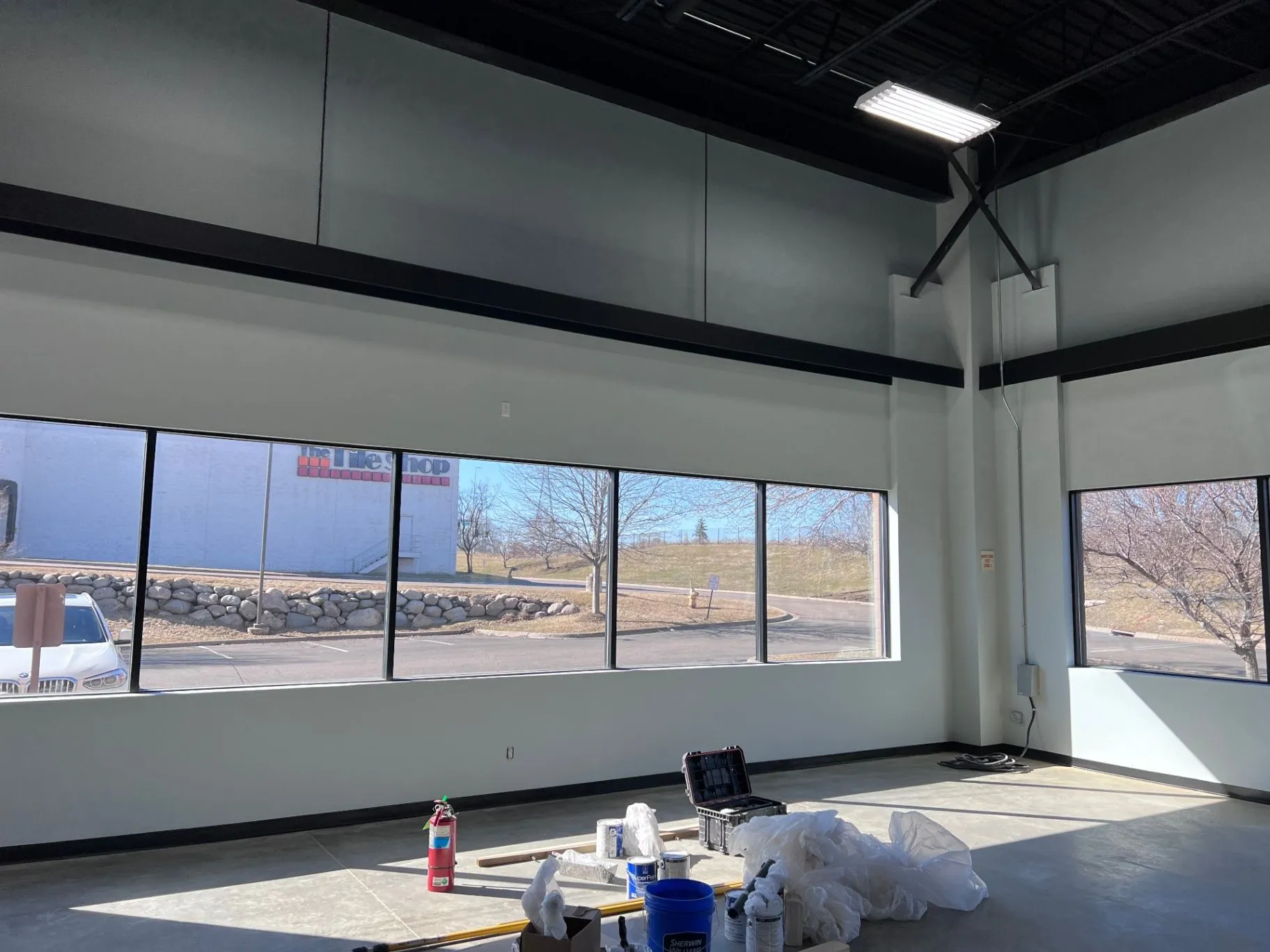 Completed commercial painting in the Cal Spas showroom in Plymouth, MN